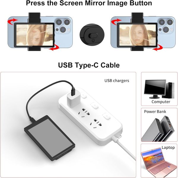 Newmowa Phone Vlog Selfie Monitor Screen, Magnetic Phone Holder Clip Mount, - Image 6