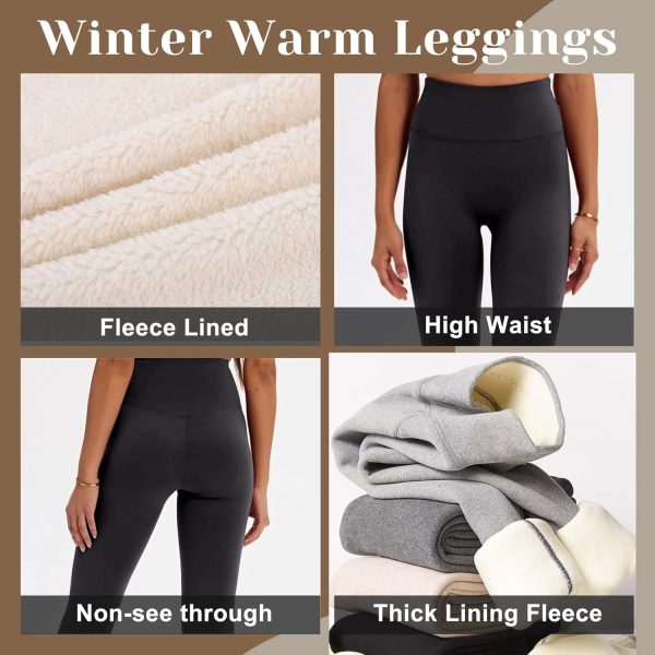 CAMPSNAIL Fleece Lined Leggings Women - Thick Soft High Waisted Black Tummy - Image 3