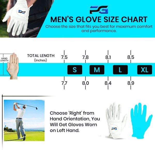 Gloves (5 Pack) Cabretta Leather, Premium Quality Mens Golf Gloves - Image 7