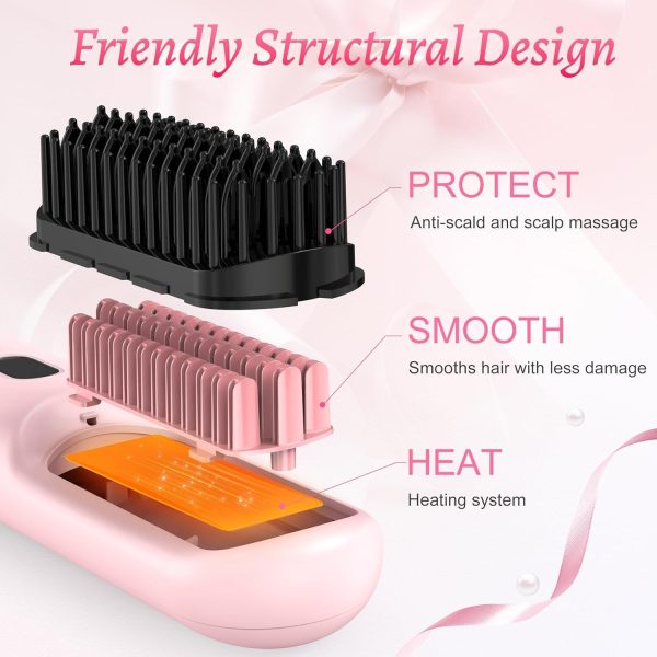 Cordless Hair Straightener Brush - 20 Million Anion Hair Straightener Brush - Image 2