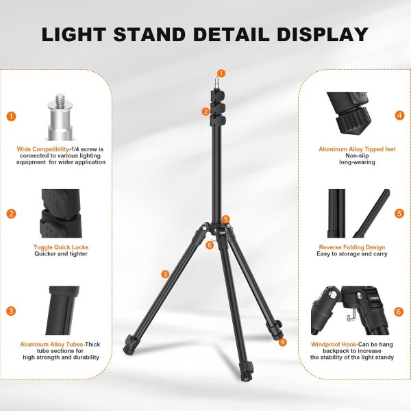 COMAN Extendable Photography Light Stand, 6.23ft Adjustable Aluminum Light - Image 4