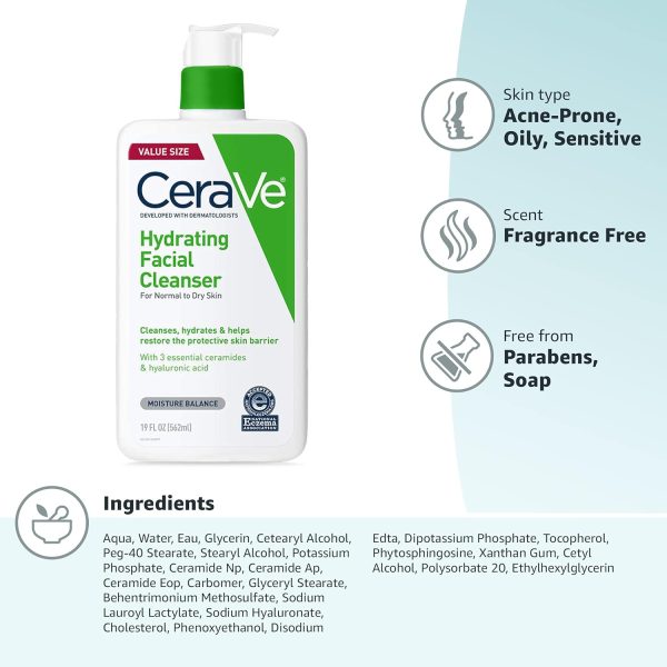 CeraVe Hydrating Facial Cleanser | Moisturizing Face Wash For Dry Skin | - Image 10