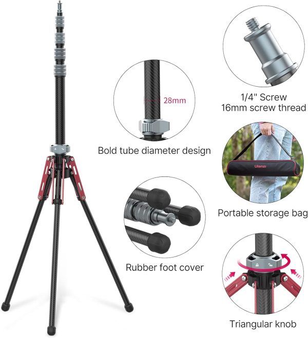 ULANZI Light Stand Carbon Fiber MT-49, Adjustable Tripod Stand for - Image 7
