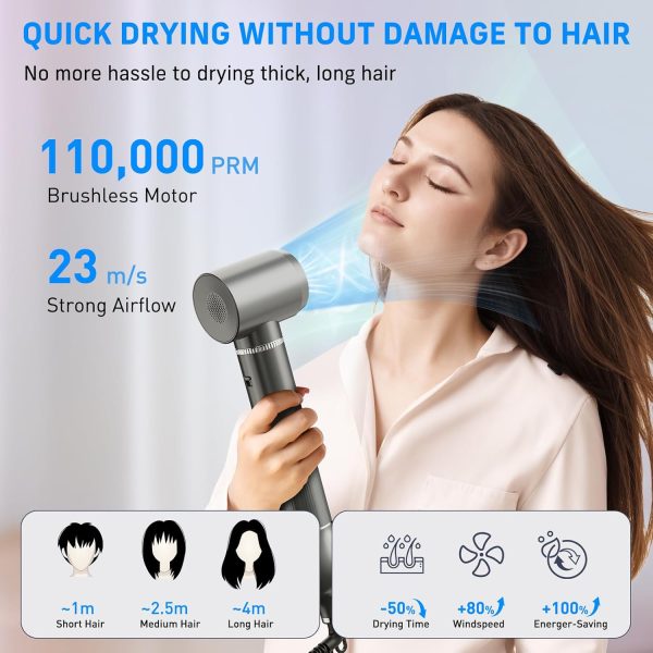 5 in 1 Hair Dryer Brush, QUICO Hair Styler 110,000 RPM 7X Faster Hair Dryer - Image 3