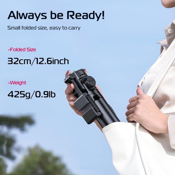 ULANZI MT-70 Extendable Phone Tripod, 63" Selfie Stick Phone Vlog Tripod - Image 8
