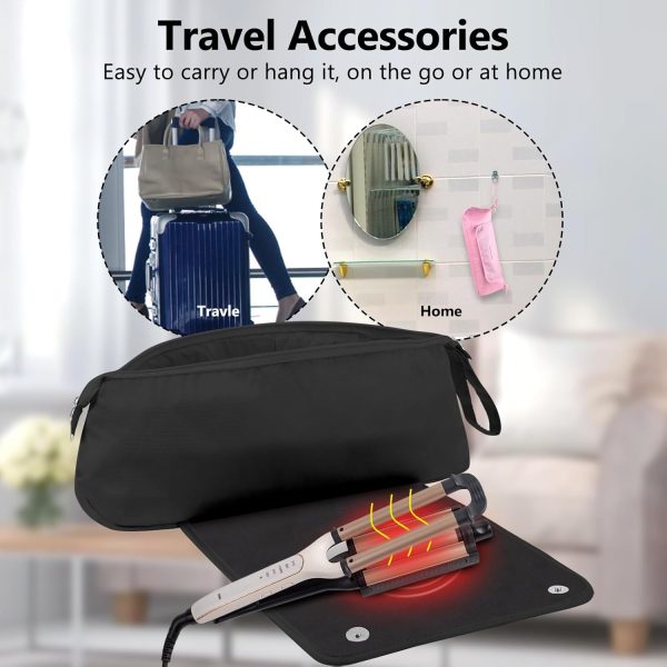 Large Hair Tools Travel Bag with Heat Resistant Mat for Straighteners, - Image 6