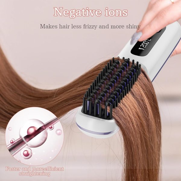 Cordless Hair Straightener Brush, Portable Anion Hair Straightener Brush - Image 3
