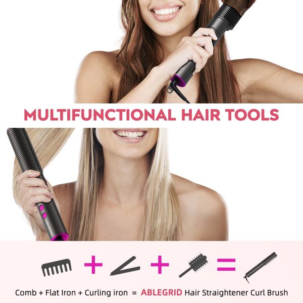 ABLEGRID Hair Straightener Curl Brush,2 in 1 Ring Hair Straightening Comb - Image 3