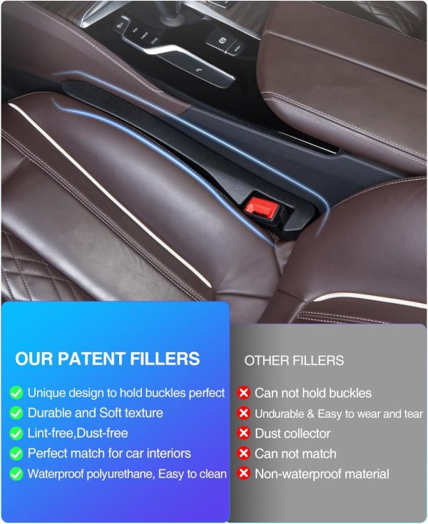 Car Seat Gap Filler, 2 Pack PU Leather Fill The Gap Between Seat and Center - Image 2