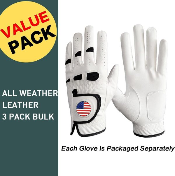 Amy Sport Golf Gloves Men Left Hand Right Handed Golfer 3 Pack with Ball - Image 2