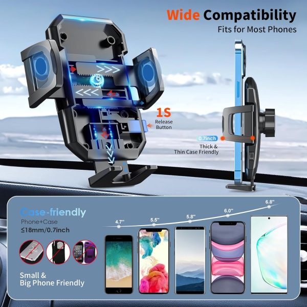 Upgraded 3-in-1 Car Phone Holder Mount [Powerful Suction] Phone Mount for - Image 4