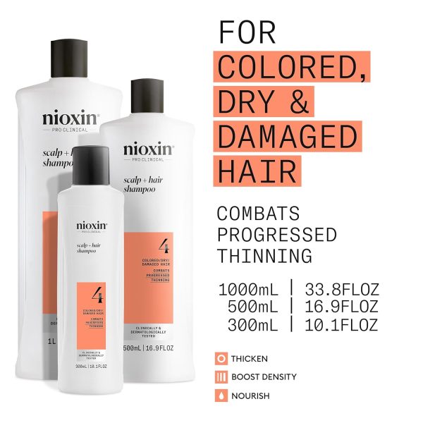 Nioxin System 4 Scalp + Hair Thickening Shampoo For Colored, Dry, & Damaged - Image 4