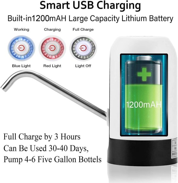 Water Bottle Pump 5 Gallon Water bottle dispenser USB Charging Automatic - Image 6