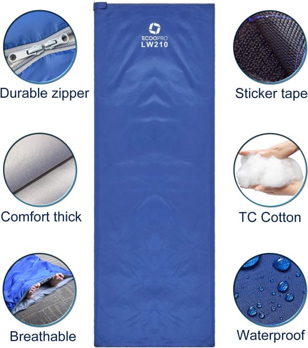 ECOOPRO Warm Weather Sleeping Bag - Portable, Waterproof, Compact - Image 2