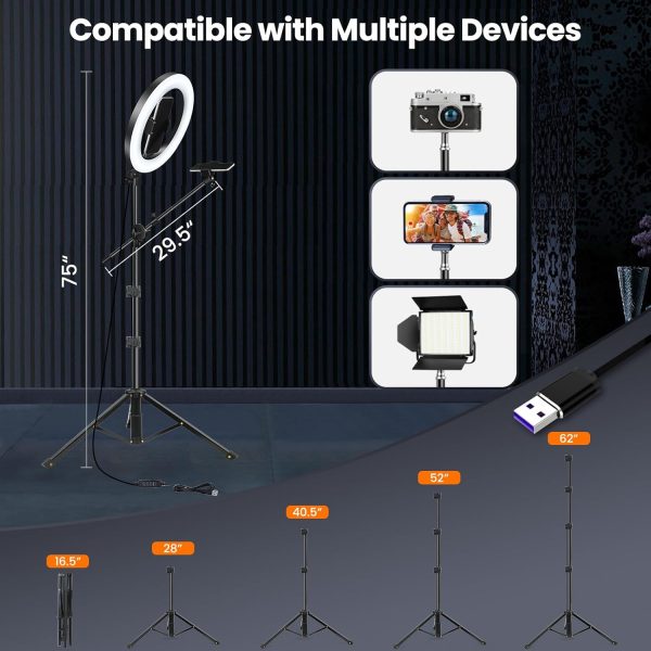 LUXSURE Selfie Ring Light with Stand for Phone, Ring Light Tripod for - Image 7