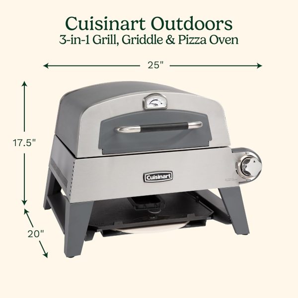 Cuisinart CGG-403 3-in-1 Grill, Griddle and Pizza Oven, Stainless Steel - Image 2