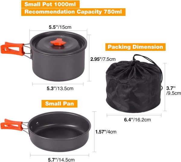 REDCAMP 10/11 PCS Camping Cookware Mess Kit Camping Gear Campfire Utensils - Image 3