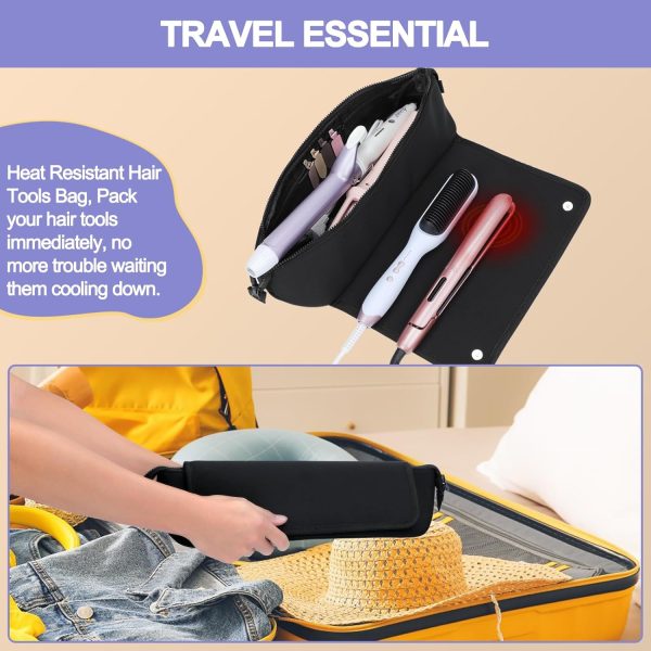 Travel Essentials Neoprene Hair Style Tools Bag w/Fireproof Mat for Flat or - Image 4