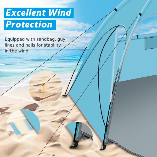 Beach Tent Sun Shelter, Beach Shade Tent with UPF 50+ UV Protection for 2-3 - Image 4