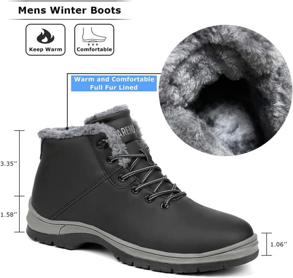Mens Winter Snow Boots Water Resistant Warm Fur Lined Anti Slip Work Ankle - Image 2