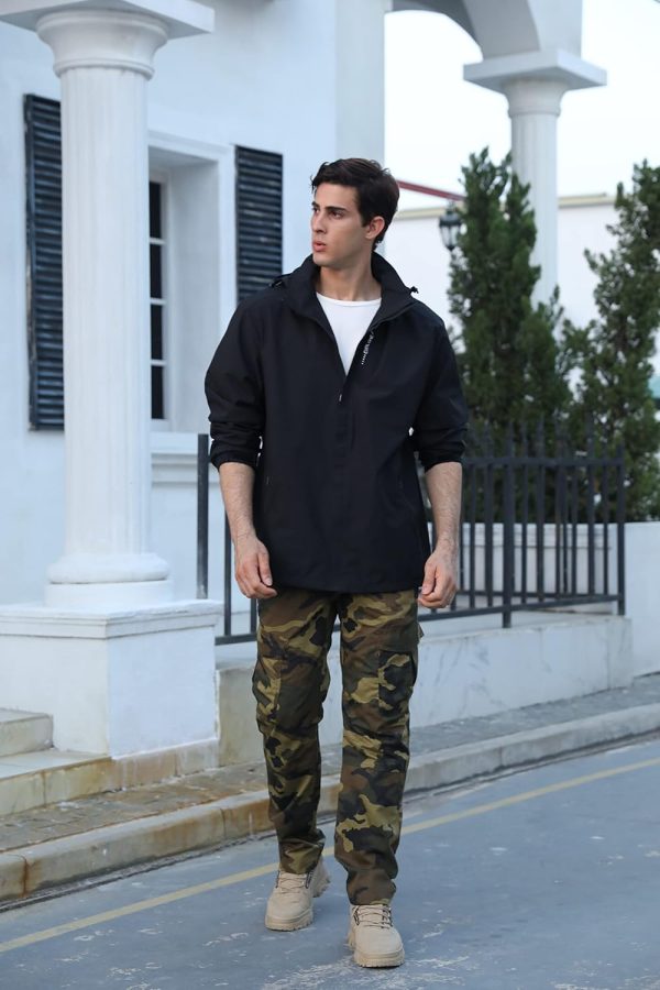 Men's Lightweight Waterproof Rain Jacket,Shell Hooded Outdoor Raincoat - Image 6