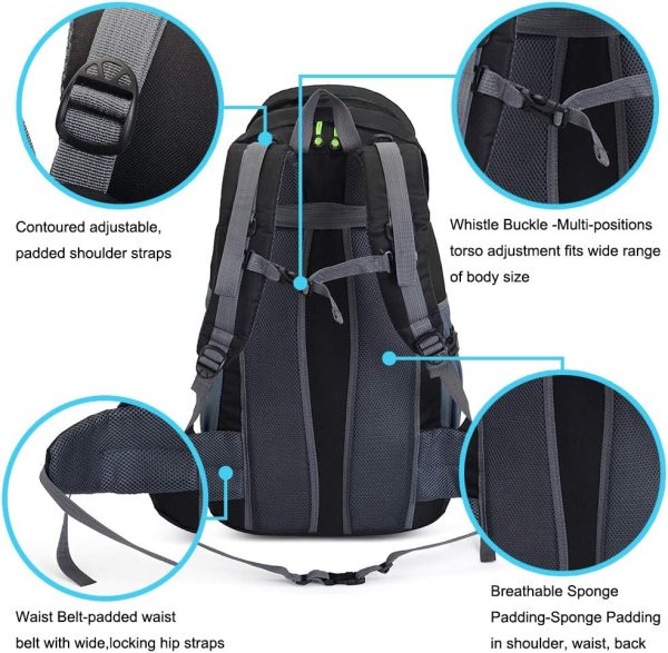 50L Hiking Backpack, Waterproof Lightweight Daypack for Outdoor Camping - Image 3