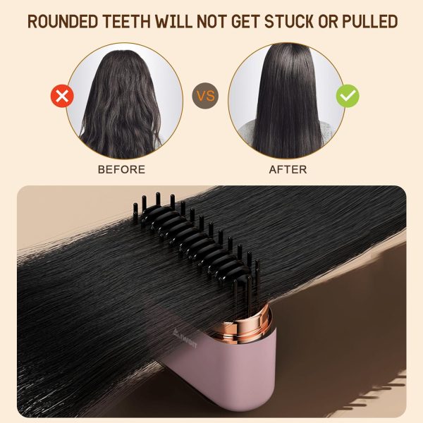 Mini Cordless Hair Straightener Brush, Portable Flat Iron Hair Straightener - Image 5