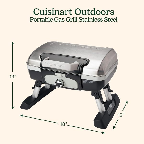 Cuisinart CGG-180TS Petit Gourmet Portable Tabletop Gas Grill, Stainless - Image 3