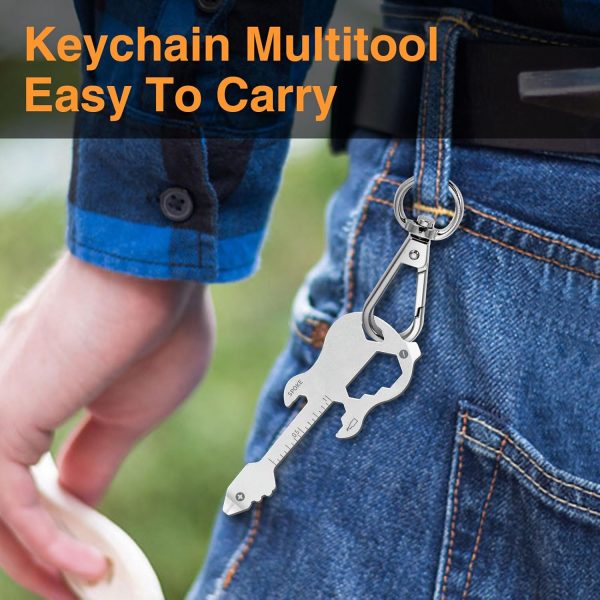 White Elephant Gifts for Adults Men Useful, 12 in 1 Keychain Multi-Tool, - Image 7