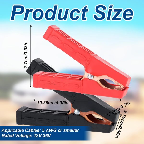 Battery Jumper Cable Clamps, 2 Pieces Alligator Battery Clamps Clips Heavy - Image 3
