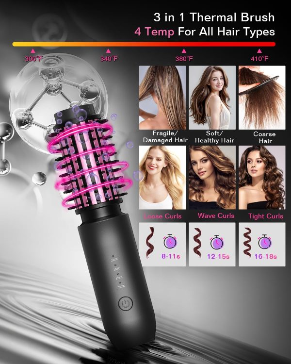 Cordless Hair Straightener Brush for Travel - Portable Straightening Brush, - Image 3