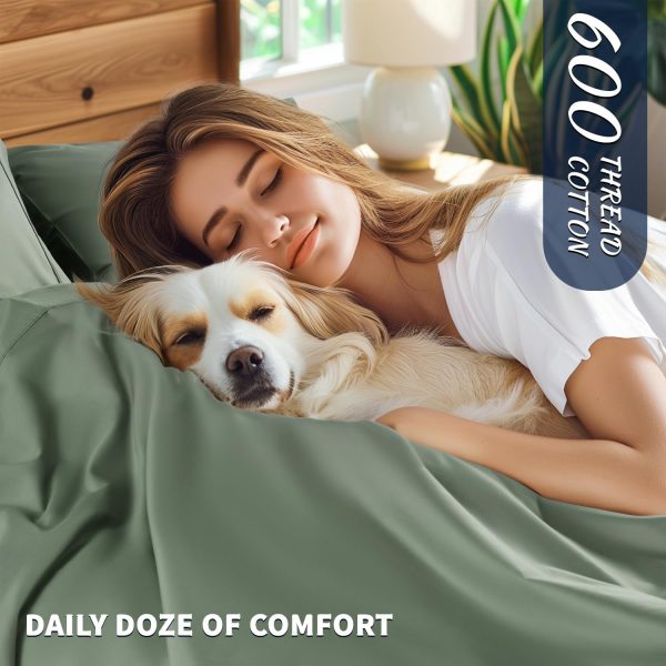 Shilucheng 100% Cotton Queen Size Sheets Set - 600 Thread Count，Luxury - Image 2