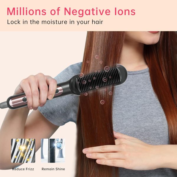 Hair Straightener Brush - Anti-Scald Straightening Brush, Dual Voltage - Image 4