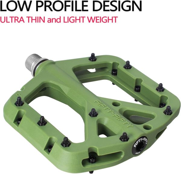 FIFTY-FIFTY Mountain Bike Pedals, Non-Slip MTB Nylon Composite Pedals, - Image 4