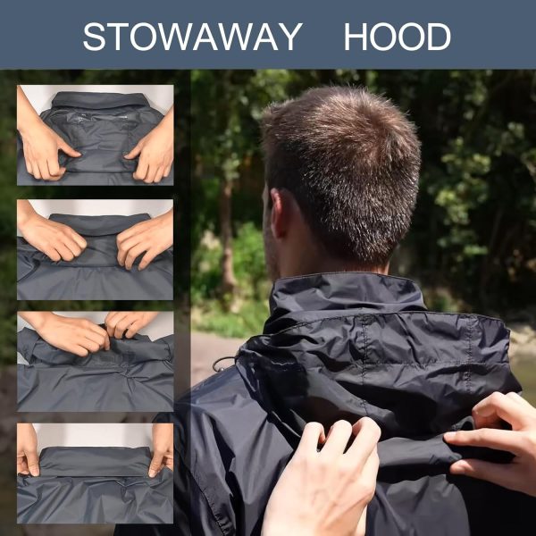 GIISAM Men’s Rain Jacket with Hood Lightweight Rain Coats Waterproof - Image 3