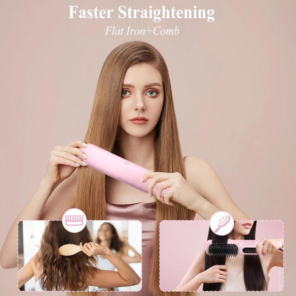 Cordless Hair Straightener Brush, Portable Hair Straightening Brush with - Image 8