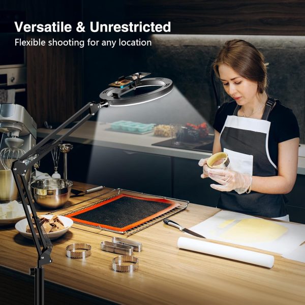 Evershop Ring Light with Stand Overhead Phone Mount Holder,10” Ring Light - Image 6