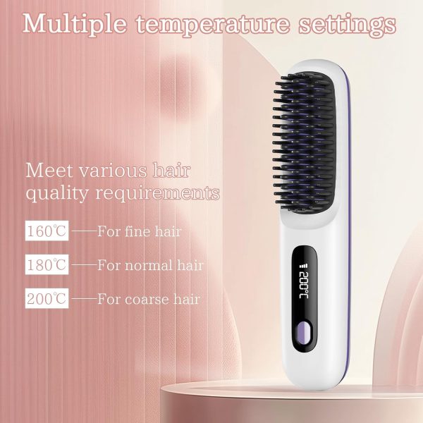 Cordless Hair Straightener Brush, Portable Anion Hair Straightener Brush - Image 5