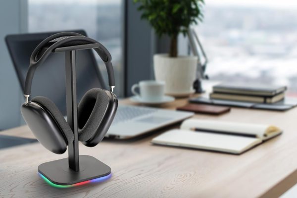Headphone stand for desk, headset stand, headphone holder desk 2 in 1, RGB - Image 3