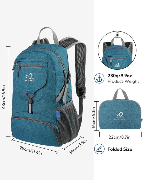 WATERFLY Small Lightweight Packable Backpack: 20l Ultra Light Foldable - Image 3