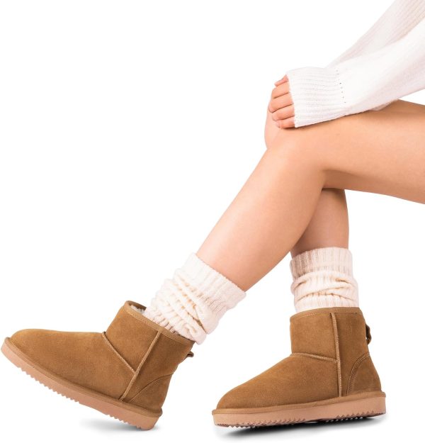 DREAM PAIRS Snow Boots for Women Genuine Suede Faux Fur Lining Water - Image 6