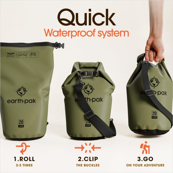 Earth Pak Waterproof Dry Bag - Roll Top Waterproof Backpack Sack Keeps Gear - Image 5