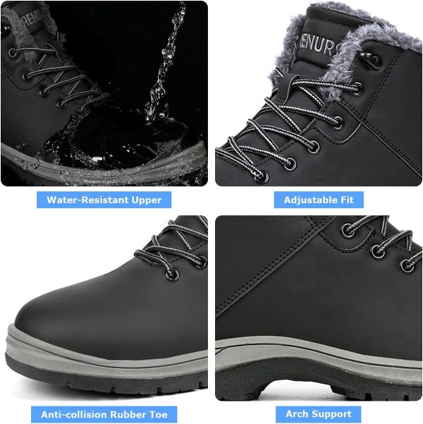 Mens Winter Snow Boots Water Resistant Warm Fur Lined Anti Slip Work Ankle - Image 3