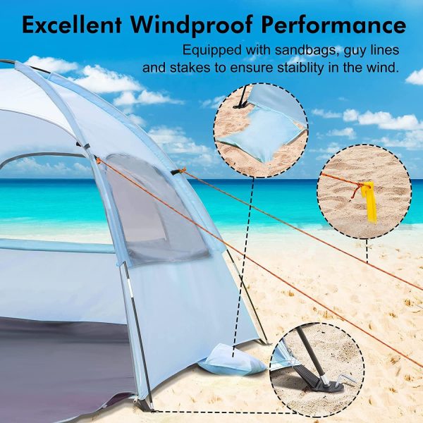 WhiteFang Beach Tent Anti-UV Portable Sun Shade Shelter for 3/4/6 Person, - Image 5