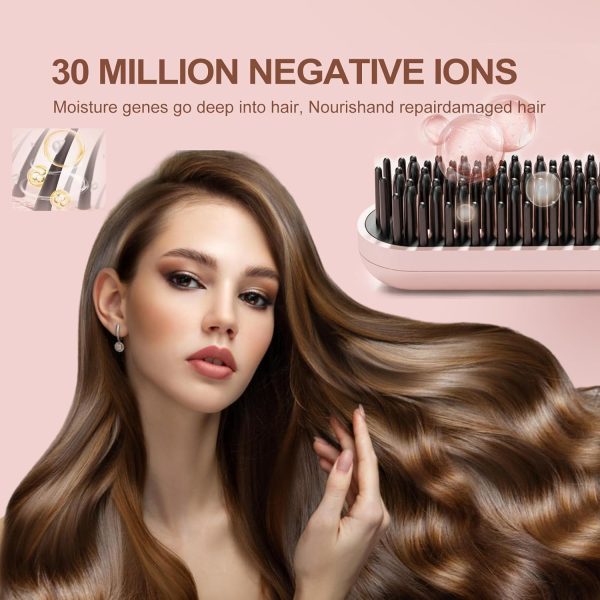 Cordless Hair Straightener Brush, Negative Ion Electric Hair Straightening - Image 2