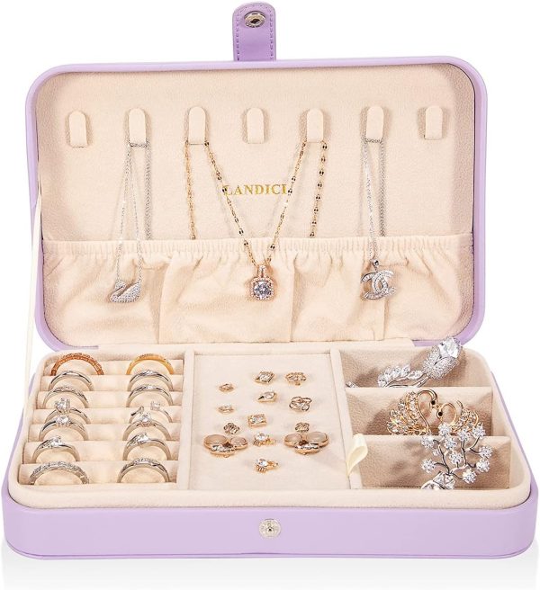 LANDICI Small Jewelry Box for Women Girls, PU Leather Travel Jewelry Case, - Image 2