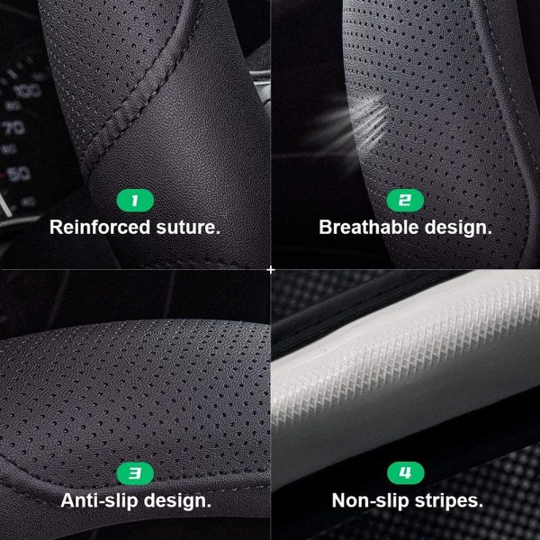Xizopucy Car Steering Wheel Cover,14.5-15 Inch Black Universal Microfiber - Image 4