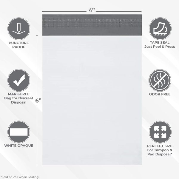 Feminine Personal Disposal Seal Bags- 100 White Opaque Seal Bags for - Image 2
