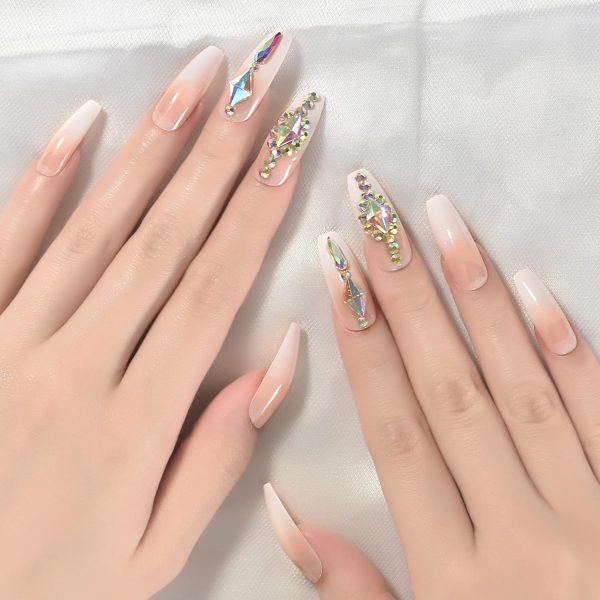 EchiQ Luxury Nails Custom Large Stones Decorated Nail Art Tips Luxe Icy - Image 4