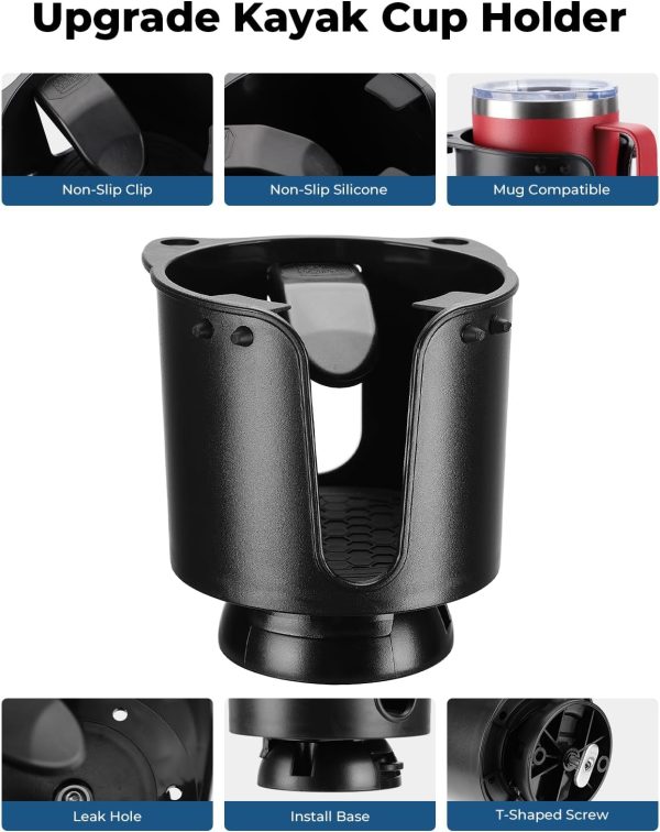 KEMIMOTO Kayak Cup Holder, Kayak Drink Holder with Track Mount Install, - Image 4